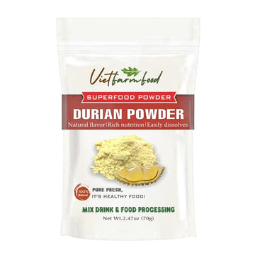 DURIAN POWDER 2.47 Oz (70g) VIETFARMFOOD: Freeze-Dried Extracted From 100% Pure, Sugar-Free. Used To Mix Mixed Drinks Fresh Frui
