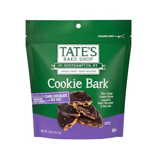 Tates Bake Shop Cookie Bark  Chocolate Chip Cookies with Dark Chocolate and Sea Salt  4-5 oz Bags
