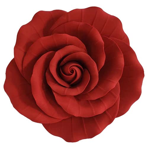 O'Creme Garden Rose Gumpaste Flowers - Red-Small - Edible Flowers For Cake Decorating - Sugar Paste Flower Decorations For Cakes