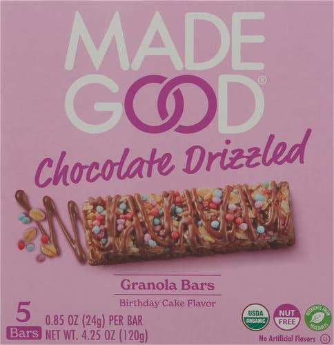MadeGood Organic Chocolate Drizzled Granola Bars, 5ct, 4.25 OZ