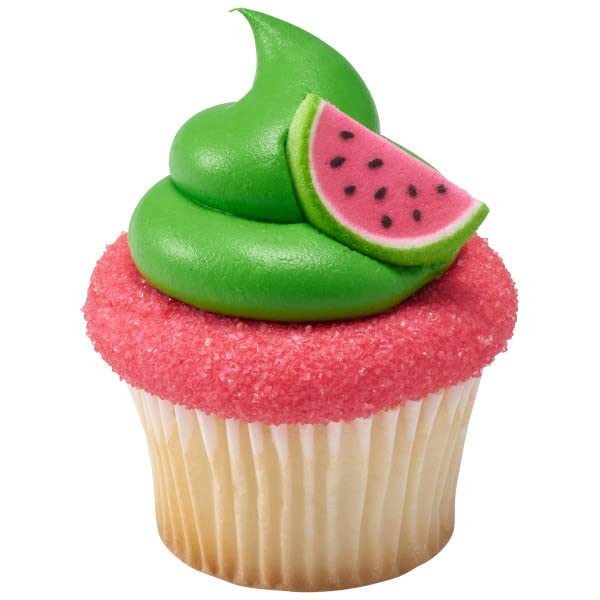 Fruit Slice Shapes - Lemon, Lime, Orange, Watermelon And Kiwi Edible Sugar Cake Toppers, 12 Count