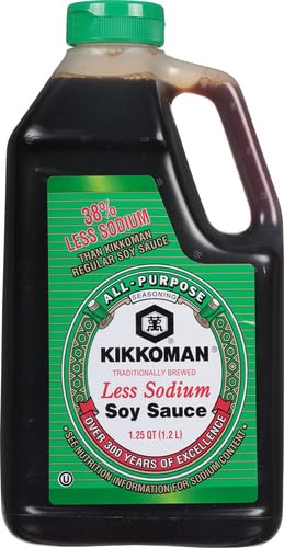 Kikkoman Soy Sauce, Traditionally Brewed, Less Sodium, 40.57 Fl Oz, Model 220-00711