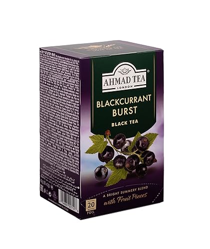 Ahmad Tea Black Tea, Blackcurrant Burst Teabags, 20 Ct (Pack Of 6) - Caffeinated & Sugar-Free