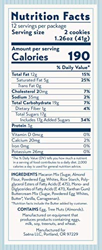 SAENA BAKING CO French Macaron Baking Mix Kit - Gluten-Free, 13.3 oz, Cream - Makes 48 Delicious Shells for Beginners & Experts