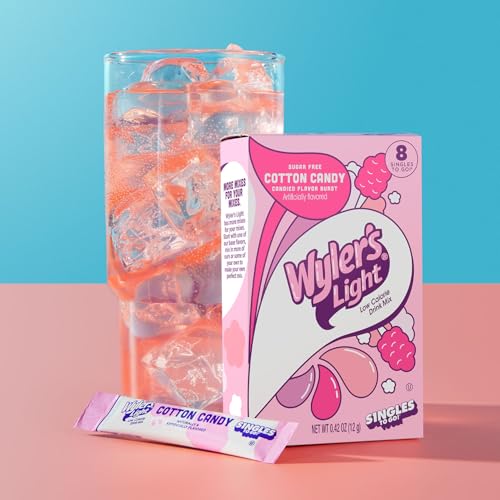 Wyler s Light Singles To Go Powder Packets, Water Drink Mix, Watertok Cotton Candy, 96 Servings, 8 Count x Pack of 12