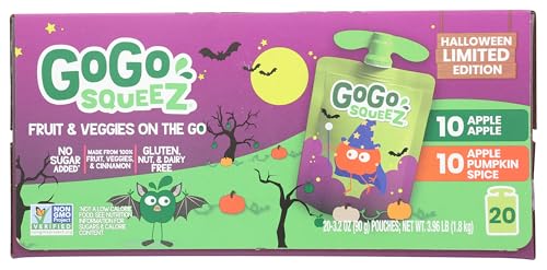 Gogo Squeez, Fruit Veggie Pouches Halloween Edition, 64 Ounce
