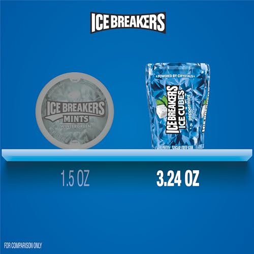 Ice Breakers Ice Cubes Peppermint Sugar Free Chewing Gum Bottles, 3.24 Oz (4 Count, 40 Pieces)