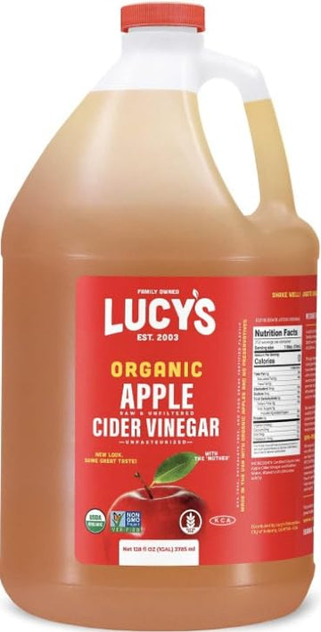 Lucys Organic Apple Cider Vinegar, Unfiltered & Raw, Gallon Size, Non-GMO, 128 Fl Oz
