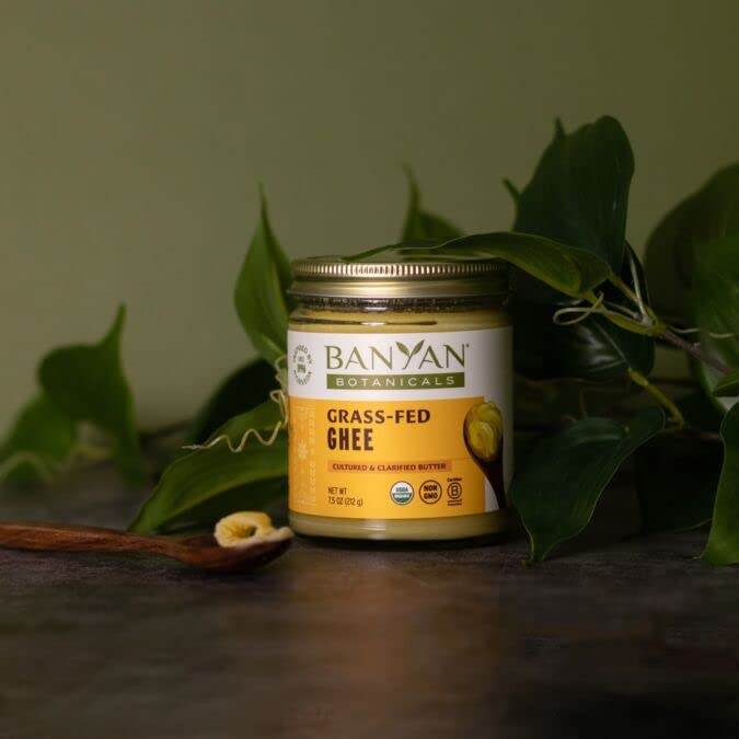 Banyan Botanicals Grass-Fed Ghee, Original Cultured Organic Clarified Butter, 7.5 oz - Non-GMO, Gluten-Free Cooking & Baking Oil Alternative