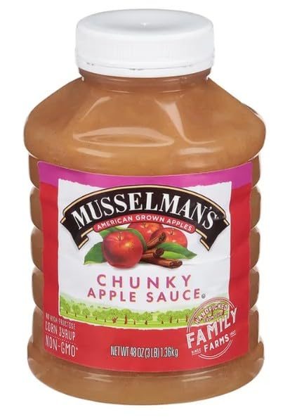 Home Style Chunky Applesauce, American Grown Apples by Musselmanns., Non-GMO, 48 Oz Jar - Pack of 2