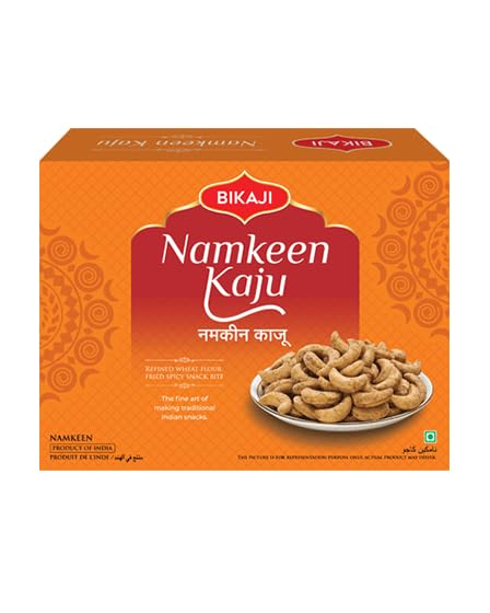 Bikaji Kaju Namkeen | Authentic Indian Cashew-Shaped Crispy Snack | Savory Maida Namkeen | Light & Crunchy Tea-Time Treat | Vege