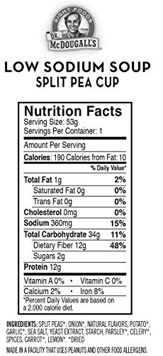 Dr. Mcdougall 'S Right Foods Vegan Split Pea Soup Lower Sodium, 1.9 Ounce Cups (Pack Of 6)