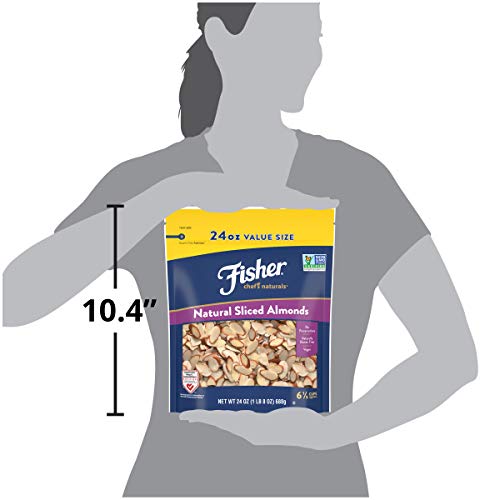 Fisher Chefs Naturals Unsalted Sliced Almonds 24Oz Resealable Bag, Raw Nuts Perfect For Cooking, Baking & Snacking, Healthy Snacks For Mature-Themeds, Vegan Protein, Keto Snack, Gluten Free