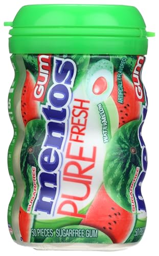 Mentos Pure Fresh Sugar-Free Chewing Gum With Xylitol, Watermelon, 50 Piece Bottle