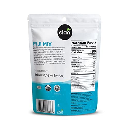 Elan Organic Fiji Mix, Non-GMO, Gluten-Free, Vegan, Kosher, Dried Fruits (Dried Goji Berries, Dried Cranberries), Superfood Infu
