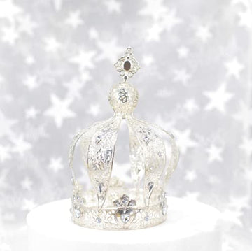 Crown Creative Metal Cake Topper Accessory Baby Shower Birthday Cake Decoration Crown For Boys & Girls Silver