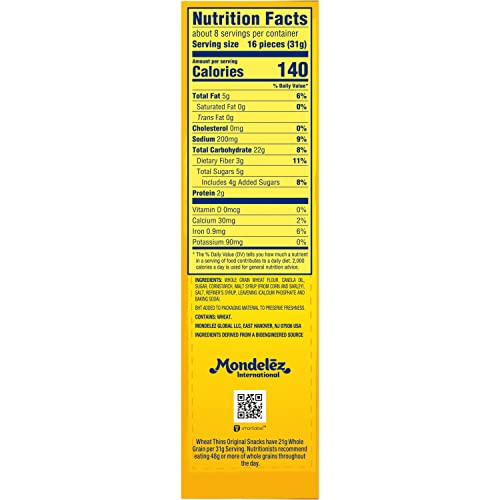 Wheat Thins Original Snacks, Whole Grain Wheat Crackers, Bulk Snack Crackers, 6-8.5 oz Boxes