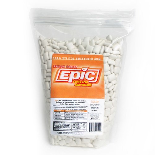 Epic Xylitol Chewing Gum - Sugar Free & Aspartame Free - 1000 Count Bag - Fresh Fruit Flavor