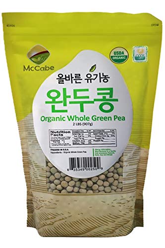 McCabe Organic Whole Green Pea - Green Peas | Rich with Fiber & Minerals | USDA and CCOF Certified | Packed in USA | 2Lbs