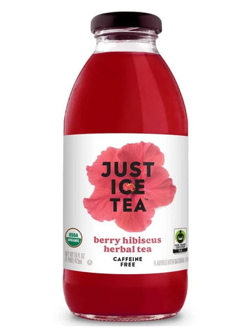 Just Ice Tea Organic Iced Tea, 16 Fl Oz Glass Bottles (Pack of 4) (Berry Hibiscus)