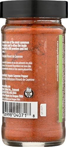 Spicely Organic Cayenne Pepper Powder, 1.6 Ounce Jar, Certified Gluten Free, Spicy Seasoning for Cooking and Baking