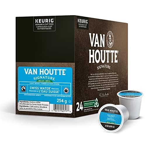 Van Houtte Swiss Water Decaf Organic Light Roast K-Cups, 24-Count, Fair Trade Coffee Pods for Keurig
