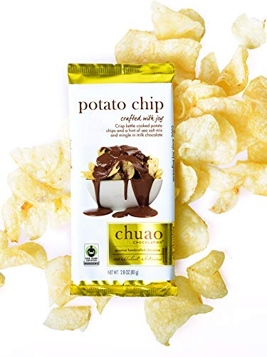 Chuao Chocolatier Potato Chip Milk Chocolate Gourmet Bars | For Gift Baskets, Birthday, Thank You, Care Package| 3 Pack, 2.8 Oz Each