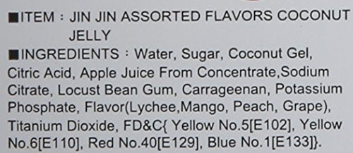 Jin Jin Assorted Fruit Coconut Candy Lychee Mango Peach And Grape Jelly Cups 52.9 Ounce Container
