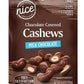 Nice! Milk Chocolate Covered Cashews, Crunchy Salted, 4.5oz Bag, Holiday Gift Snack