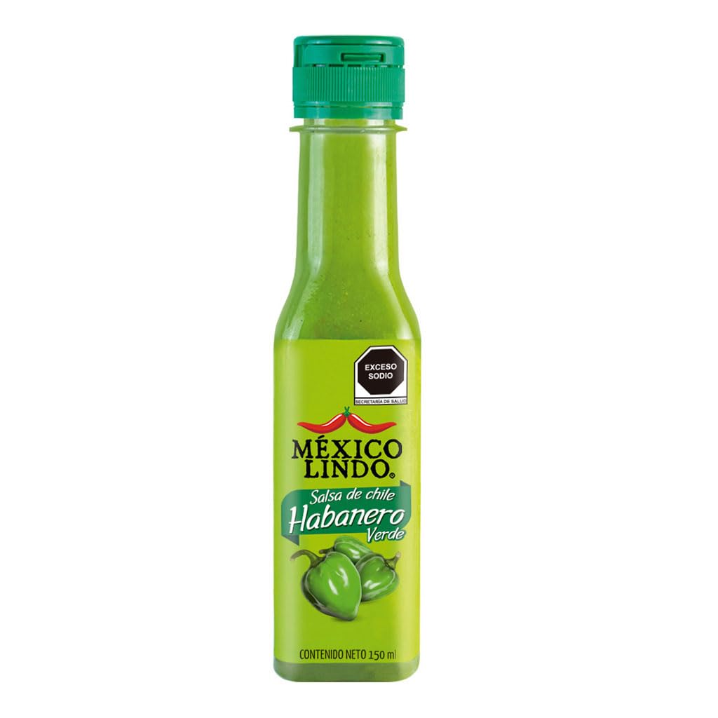 Mexico Lindo Green Habanero Hot Sauce Display, 5 fl oz, Pack of 2
