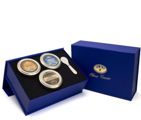 OLMA American Dream Black Caviar Gift Box - Includes 4 oz of Domestic Fish Roe - Bowfin, Paddlefish & Hackleback Sturgeon - Moth