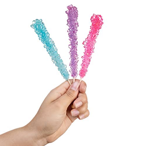Candy Envy - Mermaid Rock Candy Sugar Sticks - 18 Indiv. Wrapped - Pink, Light Blue, Lavender