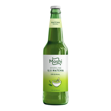 Moshi Sparkling Drinks - Original Matcha - 12 Bottles - Caffeine-Free, Refreshing Beverage