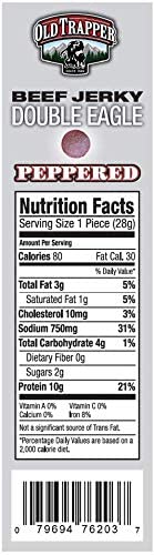 LYZAS SWEETS &   Old Trapper Beef Jerky Gift Set, Peppered & Teriyaki, 21 Ounce (Pack of 2) with Bonus Magnet