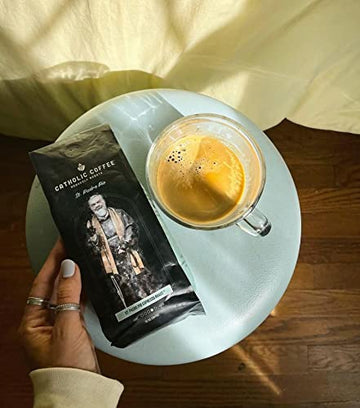 Padre Pio Medium Italian Blend Roast Coffee (Whole Bean) 12 Ounces Small-Batch Craft Coffee, Gift For Catholic Faithful & Coffee Lovers