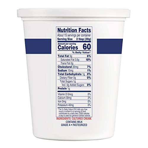 Daisy Pure And Natural Sour Cream, 16 Oz (1 Lb) Tub (Refrigerated)