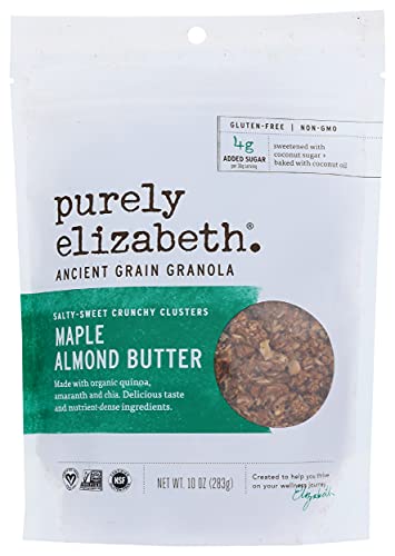 Purely Elizabeth Ancient Grain Granola, Certified Gluten-Free, Vegan & Non-Gmo | Coconut Sugar | Healthy Snack | Maple + Almond