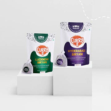 CURRYiT Ready to Cook Hyderabadi & Lucknowi Biryani Indian Masala Gravy | Made with Ghee Combo Pack (250gx2) | Ready in 30 Minut