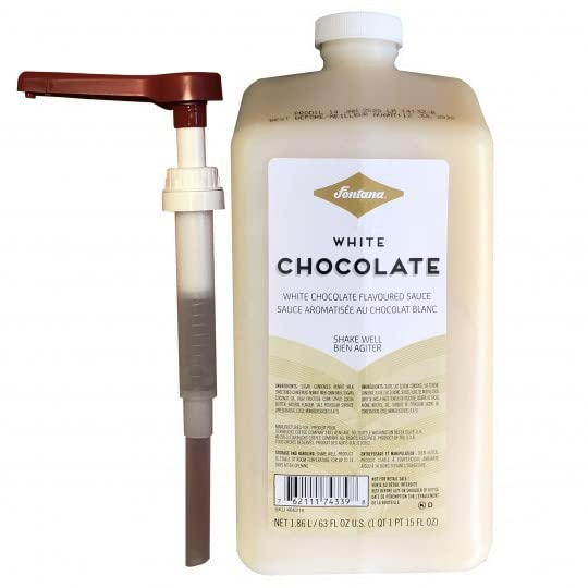 Fontana White Chocolate Mocha Sauce - 63 fl oz, Coffee Latte Beverage, Dessert, Baking Base Flavoring - Dispensing Pump Included