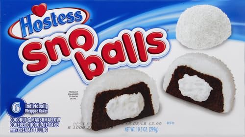 Hostess SnoBalls, 6 Count (Color May Vary by Season), 10.5 Ounce