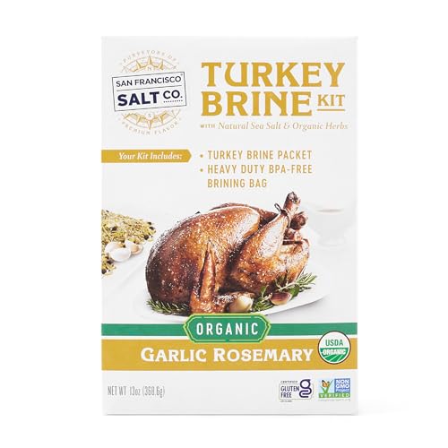 San Francisco Salt Company Organic Turkey Brine Kit - Garlic Rosemary, 13 oz, BPA-Free Brine Bag for Whole or Smoked Turkey