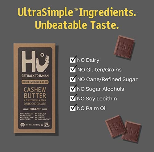 Hu Chocolate Bars | 12 Pack Cashew Butter Vanilla Bean Chocolate | Natural Organic Vegan, Gluten Free, Paleo, Non Gmo, Fair Trad