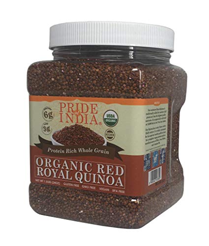 Pride Of India - Organic Royal Red Bolivian Quinoa - Protein Rich Whole Grain Jar, 3.3 Pound (1.5 Kilo) Jar (2.2 Pound + 50% Ext