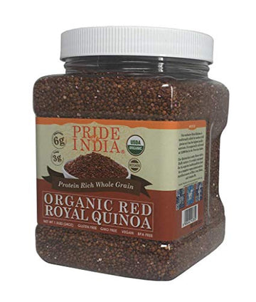 Pride Of India - Organic Royal Red Bolivian Quinoa - Protein Rich Whole Grain Jar, 3.3 Pound (1.5 Kilo) Jar (2.2 Pound + 50% Ext