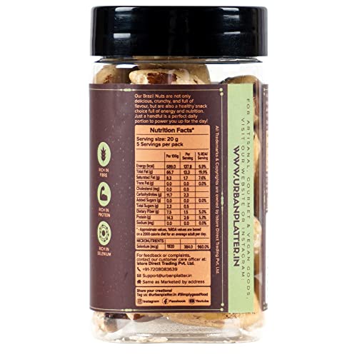Urban Platter Exotic Brazil Nuts, 100G [Premium | Grade A | Rich In Selenium | Product Of Peru]