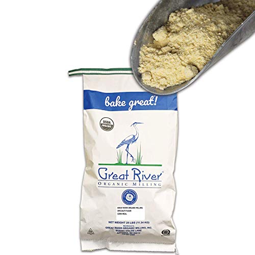 Great River Organic Milling, Specialty Flour, Corn Meal, Stone Ground, Organic, Non-GMO, 25-Pounds (Pack of 1)