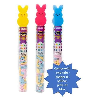 Peeps Bunny Skillet With Buttermilk Rainbow Sprinkle Pancake Mix & Peeps Marshmallow Candy Tube Topper, By Frankford Candy