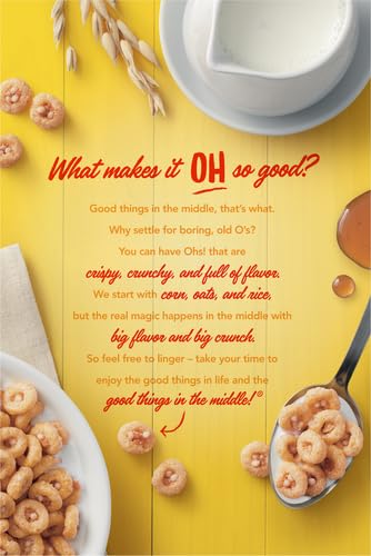 Post Honey Oh!s cereal, Filled Ohs Breakfast Cereal, 14 Ounce