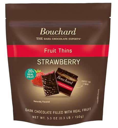 Bouchard Dark Chocolate Strawberry Thins, 5.3 OZ (Pack of 4)