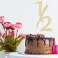 LOVENJOY 6 Months Cake Topper, Gold Glitter, Cardstock, Model ZC-HB-1/2G, Baby Birthday Decoration